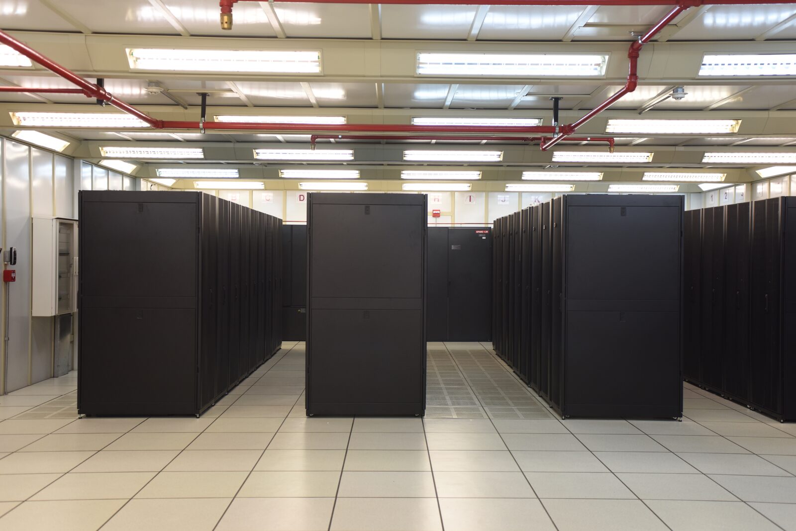 Server racks inside a data center